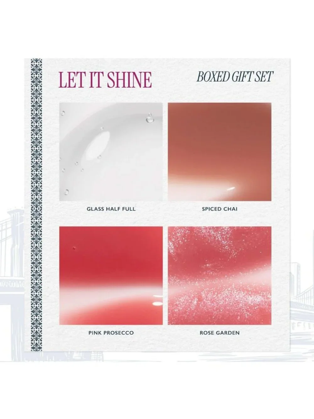Hydrating Glossy Lip Oil - Fine Shine, Spiced Chai, Pink Prosecco, Rose Garden